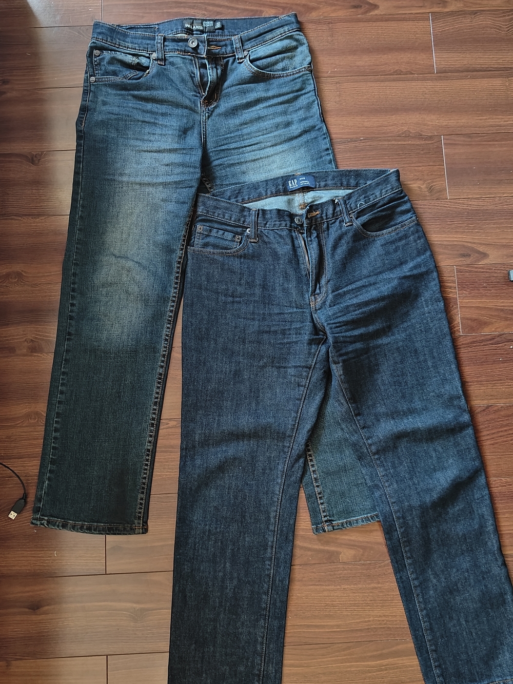 GAP And RSQ Men's Dark and Medium Blue Straight Jeans Duo